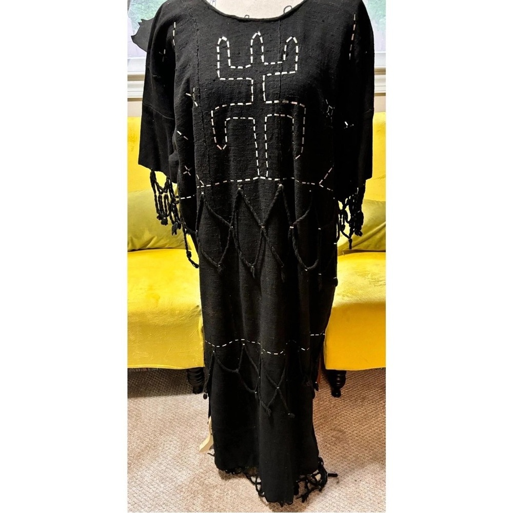 Amazigh/Berber/African Tunic Kaftan Dogón from Mali Bogolan Mudcloth metal studs